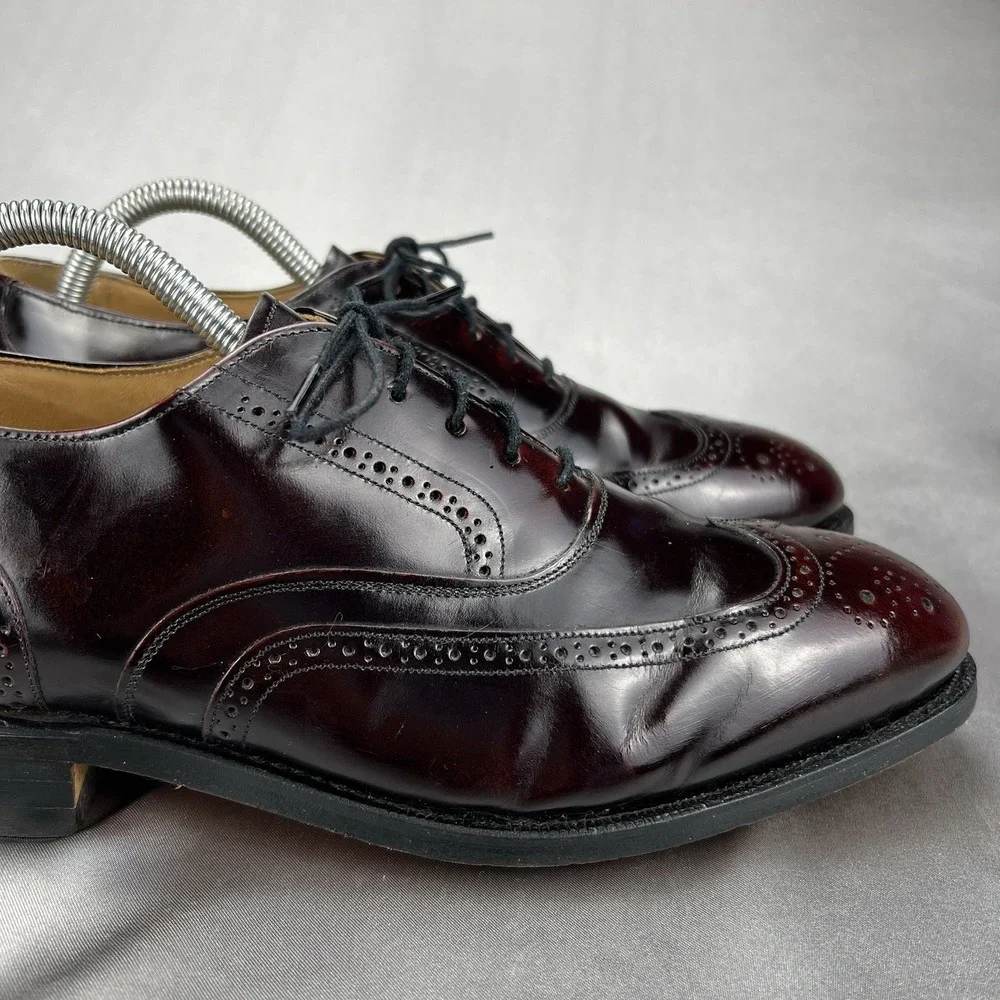 Johnston Murphy Optima Burgundy Wingtip Oxford Brogue Shoes Men's 7.5 D Business